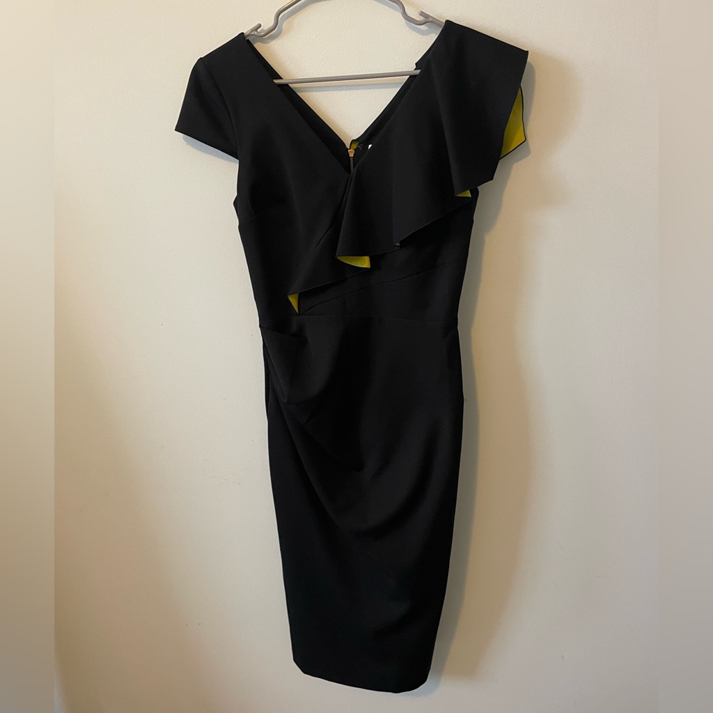 Elegant Black Dress With Yellow Accents